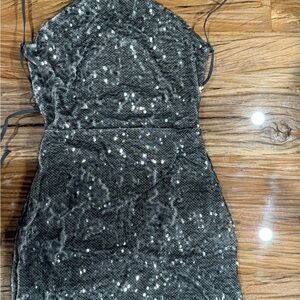 Zara Black Sequin Backless Dress